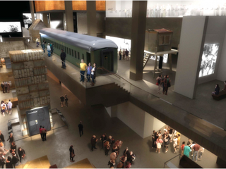 The Era of Segregation Gallery, including the segregation train car. (Credit: National Museum of African American History and Culture.)
